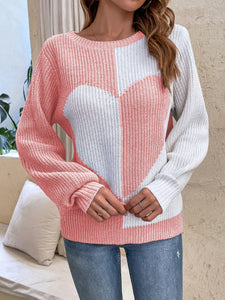 Contrast Heart Sweater