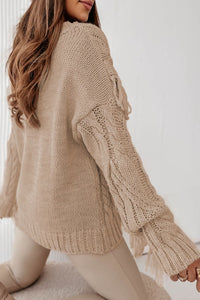 Cable Knit Fringe Sweater