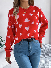 Load image into Gallery viewer, Heart Round Neck Sweater
