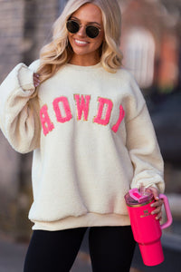 HOWDY Patched Sherpa Sweatshirt