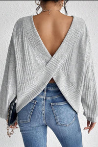 Crossover Backless Knit Top