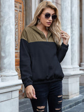 Load image into Gallery viewer, Pocketed Color Block Quarter Zip Hoodie
