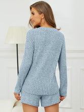 Load image into Gallery viewer, Ribbed Round Neck Top and Shorts Set
