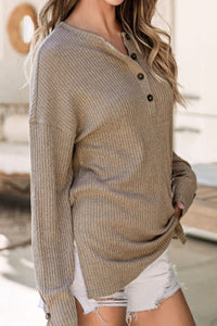 Quarter Button Knit Top