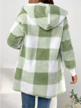 Load image into Gallery viewer, Plaid Long Sleeve Hooded Coat
