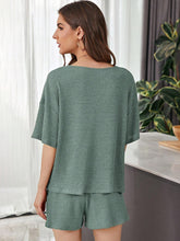 Load image into Gallery viewer, Waffle-Knit Dropped Shoulder Top and Shorts Set
