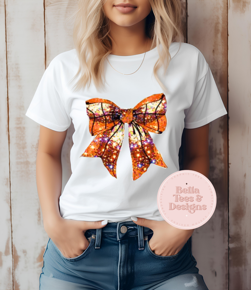 Basketball Bow Sparkle Tee