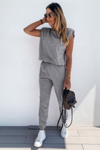 Load image into Gallery viewer, Padded Shoulder Top and Joggers Lounge Set
