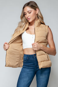 Puff Zip Up Turtleneck Vest