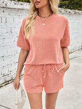 Load image into Gallery viewer, Lovelet Round Neck Top and Drawstring Shorts Set
