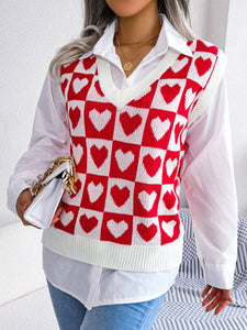 Heart V-Neck Sweater Vest