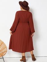 Load image into Gallery viewer, Curvy Lace Detail V-Neck Balloon Sleeve Dress
