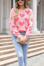 Load image into Gallery viewer, Heart Jacquard Round Neck Sweater
