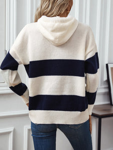 Drawstring Contrast Stripe Hoodie