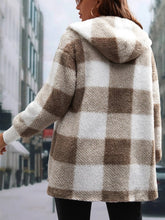 Load image into Gallery viewer, Plaid Long Sleeve Hooded Coat
