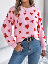 Load image into Gallery viewer, Heart Round Neck Sweater
