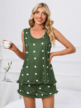 Load image into Gallery viewer, Heart Scoop Neck Tank and Shorts Lounge Set
