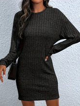 Load image into Gallery viewer, Round Neck Long Sleeve Mini Dress
