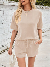 Load image into Gallery viewer, Lovelet Round Neck Top and Drawstring Shorts Set
