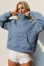 Load image into Gallery viewer, Half Zip Up Quilted Sweatshirt
