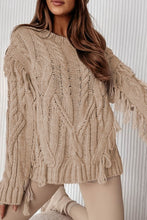 Load image into Gallery viewer, Cable Knit Fringe Sweater
