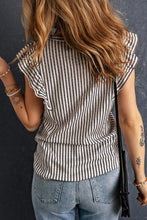 Load image into Gallery viewer, Gray Ruffled Striped Tank Top
