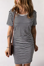 Load image into Gallery viewer, Striped Short Sleeve Midi T-Shirt Dress
