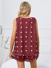 Load image into Gallery viewer, Heart Scoop Neck Tank and Shorts Lounge Set
