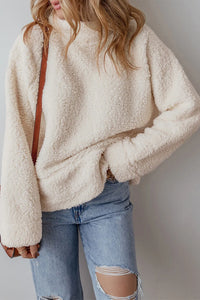 Turtleneck Slit Fleece Sweatshirt