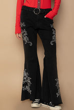 Load image into Gallery viewer, POL Raw Hem Embroidered Flare Pants
