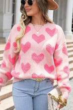 Load image into Gallery viewer, Heart Jacquard Round Neck Sweater
