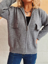 Load image into Gallery viewer, Zip Up Collared Neck Cardigan
