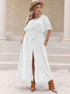 Curvy Round Neck Half Sleeve Dress