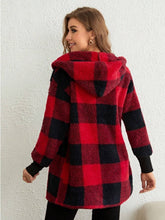 Load image into Gallery viewer, Plaid Long Sleeve Hooded Coat
