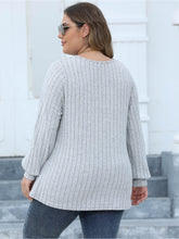 Load image into Gallery viewer, Curvy Ribbed V-Neck Long Sleeve Top
