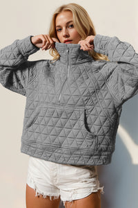 Half Zip Up Quilted Sweatshirt