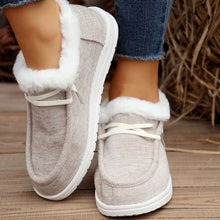 Load image into Gallery viewer, Lace Up Round Toe Furry Sneakers
