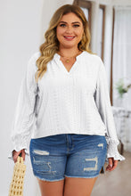 Load image into Gallery viewer, Curvy Eyelet Notched Flounce Sleeve Blouse
