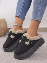 Load image into Gallery viewer, Thermal Fuzzy Buckle Platform Slippers
