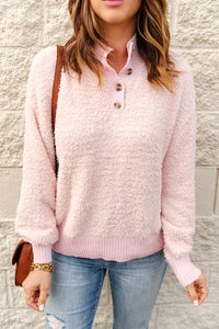 Button Detail Mock Neck Sweater