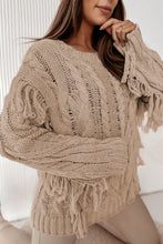 Load image into Gallery viewer, Cable Knit Fringe Sweater
