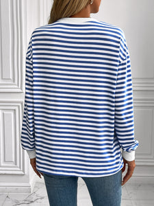 Striped Round Neck Long Sleeve Shirt