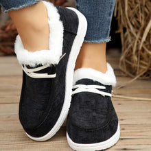 Load image into Gallery viewer, Lace Up Round Toe Furry Sneakers
