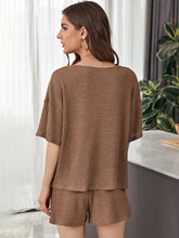 Load image into Gallery viewer, Waffle-Knit Dropped Shoulder Top and Shorts Set
