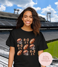 Load image into Gallery viewer, Footballs &amp; Bows Tee
