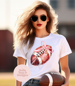 Vintage Football with Pink Bow Tee