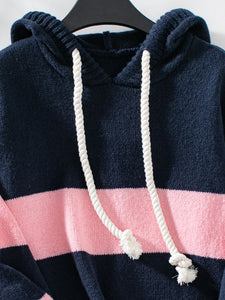 Drawstring Contrast Stripe Hoodie