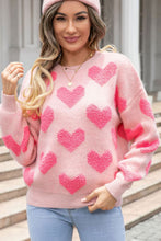 Load image into Gallery viewer, Heart Jacquard Round Neck Sweater
