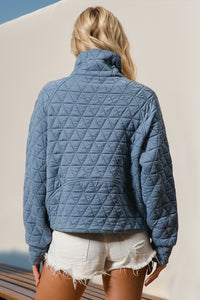 Half Zip Up Quilted Sweatshirt