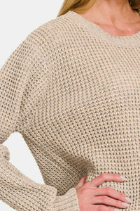 High Low Waffle Sweater